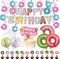 60 Pcs Candyland Party Decorations, Donut Party Supplies with Happy Birthday Banner, Cake Topper, Swirls, and Balloons